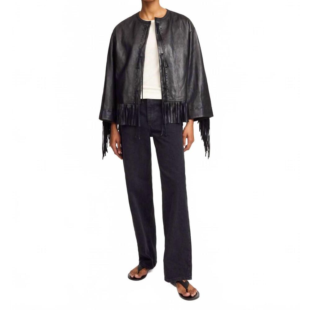 NEW BY MALENE BIRGER zoena leather jacket in black - Picture 2 of 4